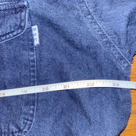 VTG 80s Paris Sport Club Button Up Dark Wash Denim Western Preppy Women Large - Picture 6 of 6